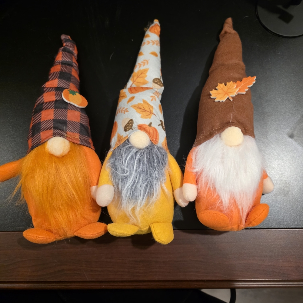 Autumn Gnome Trio Plush Holiday Decor - Orange, Yellow, Brown
